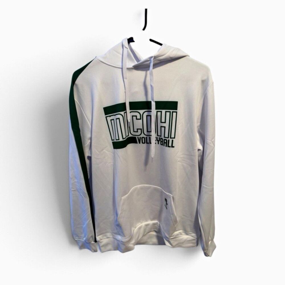 Voleyball Men's M White and Green Graphic Print Pullover Hoodie